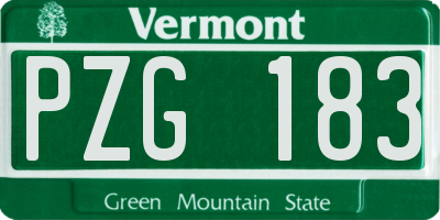 VT license plate PZG183