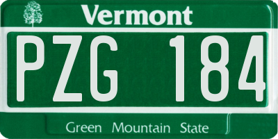 VT license plate PZG184
