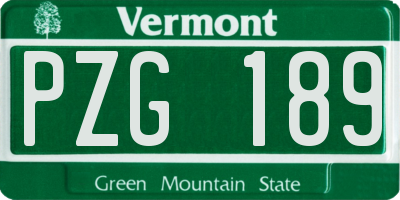 VT license plate PZG189