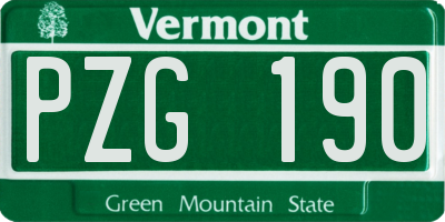VT license plate PZG190