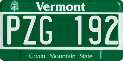 VT license plate PZG192