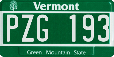 VT license plate PZG193