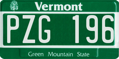 VT license plate PZG196