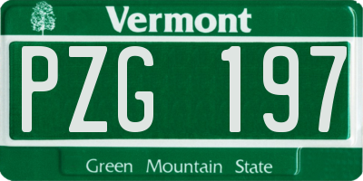 VT license plate PZG197