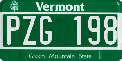 VT license plate PZG198