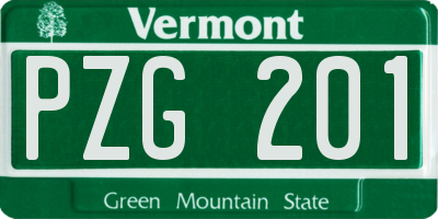 VT license plate PZG201