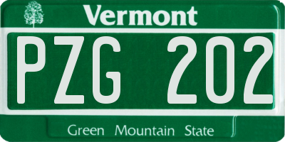 VT license plate PZG202