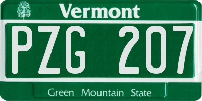 VT license plate PZG207