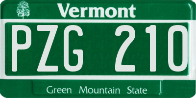 VT license plate PZG210