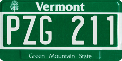 VT license plate PZG211