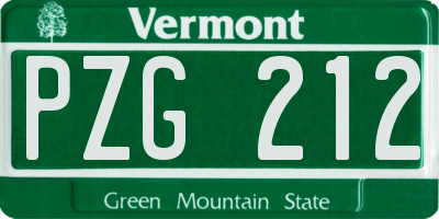 VT license plate PZG212