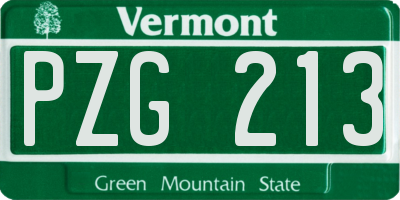 VT license plate PZG213