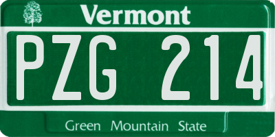 VT license plate PZG214