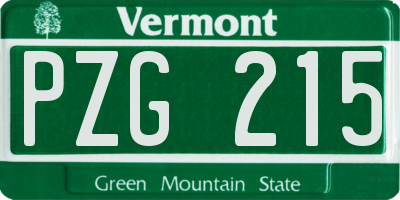 VT license plate PZG215