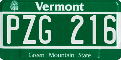 VT license plate PZG216