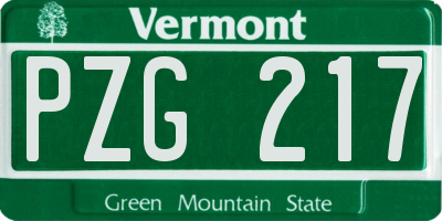 VT license plate PZG217