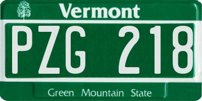 VT license plate PZG218