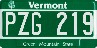 VT license plate PZG219