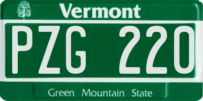 VT license plate PZG220