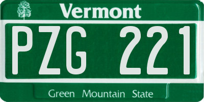 VT license plate PZG221