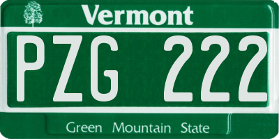 VT license plate PZG222