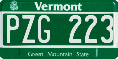 VT license plate PZG223