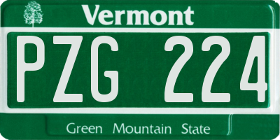 VT license plate PZG224