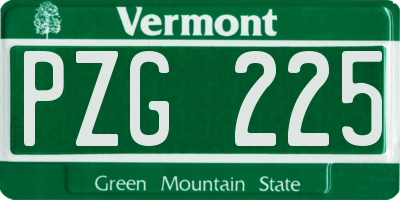 VT license plate PZG225