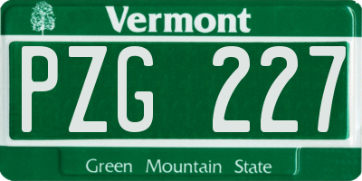VT license plate PZG227