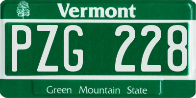VT license plate PZG228