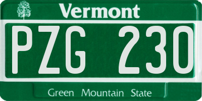 VT license plate PZG230