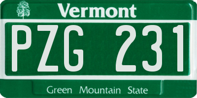 VT license plate PZG231