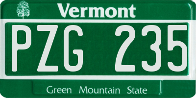 VT license plate PZG235