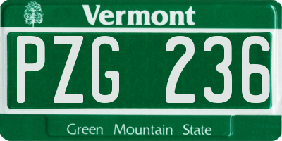 VT license plate PZG236