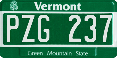 VT license plate PZG237