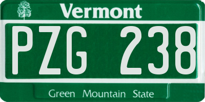 VT license plate PZG238