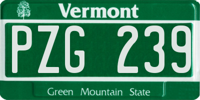 VT license plate PZG239
