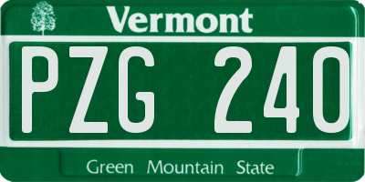 VT license plate PZG240