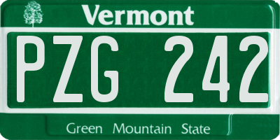 VT license plate PZG242