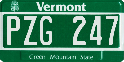 VT license plate PZG247