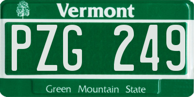 VT license plate PZG249
