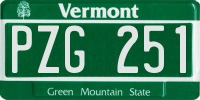 VT license plate PZG251