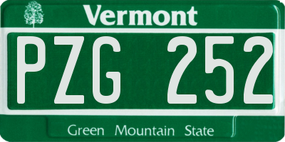 VT license plate PZG252