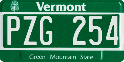 VT license plate PZG254