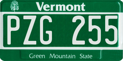 VT license plate PZG255