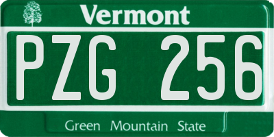VT license plate PZG256