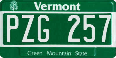 VT license plate PZG257