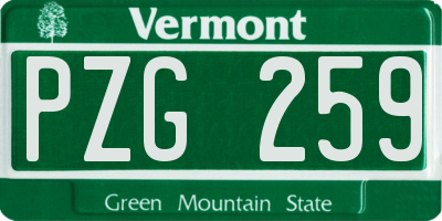 VT license plate PZG259
