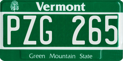 VT license plate PZG265