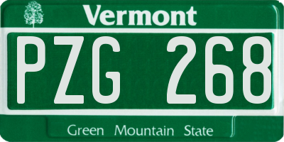 VT license plate PZG268